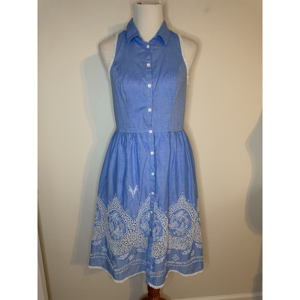 Yoana Baraschi Blue Santeria Eyelet Shirtdress Sz 8